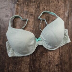 VICTORIA'S SECRET Lined Perfect Coverage Bra Womens 36C Mint Green Lace